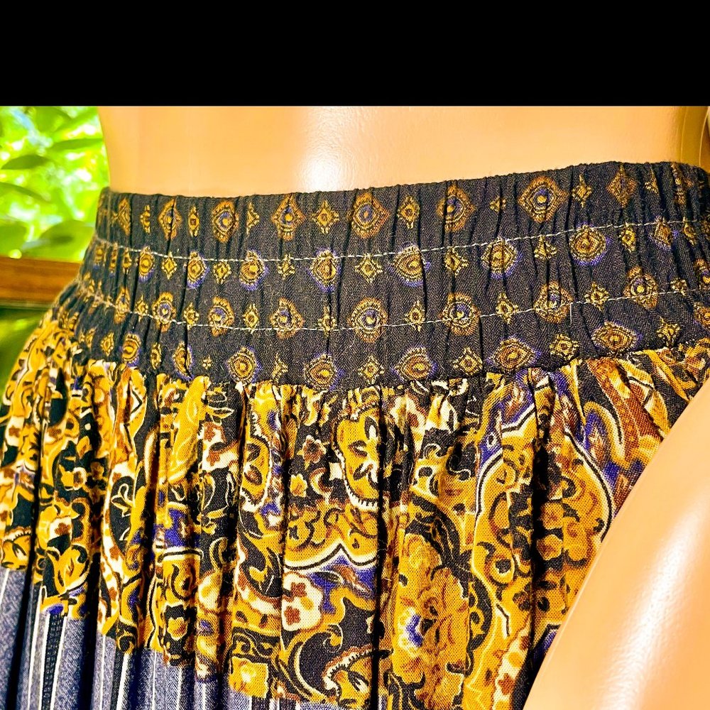▪️VTG▪️STONEBRIDGE▪️Pleated Panel Boho Maxi Skirt - Picture 3 of 8